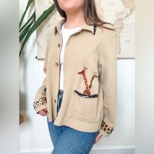 Vintage Cardigan with Giraffes